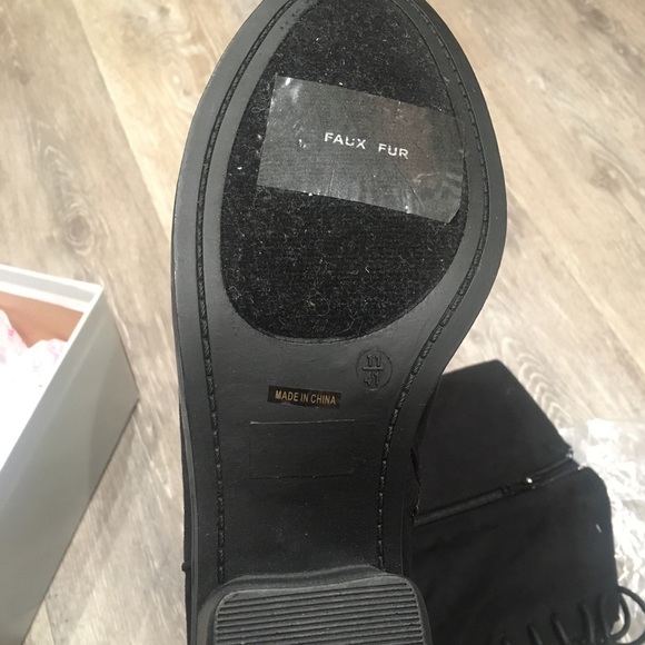 JG Black Vegan Suede Boots Size 11 - Picture 4 of 5